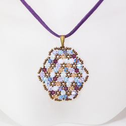 Pendant 45cm - Shea Oval-Purple Suedine - Pendant 45cm - Laiton bronze